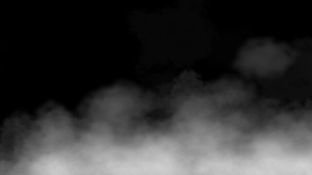 Smoke Fog Mist Loop Overlay on Black Background, Atmospheric Vapor Effect