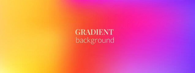 Gradient background with y2k aesthetic. Sunset ombre gradation. Summer blur trendy backdrop with rainbow tones. Vibrant vector warm background with yellow, magenta and violet for femtech presentation.