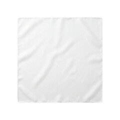 Blank white square textile napkin top view isolated. Fabric cloth mockup.