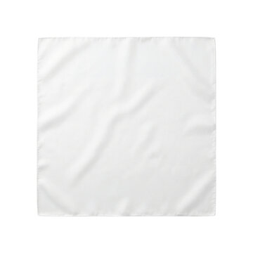 Blank white square textile napkin top view isolated. Fabric cloth mockup.