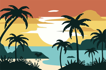 Fototapeta premium palm trees on the beach vector