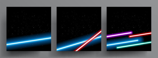 Abstract space backgrounds template with shining lights on starry outer space black background - vector illustrations for social media © forestgraphic