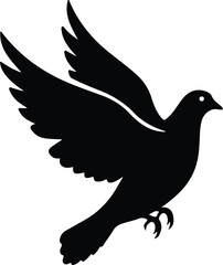Fototapeta premium Silhouette of a flying dove bird with wings spread wide vector illustration