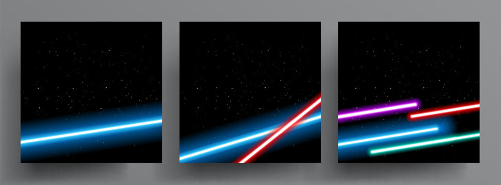 Abstract space backgrounds template with shining lights on starry outer space black background - vector illustrations for social media