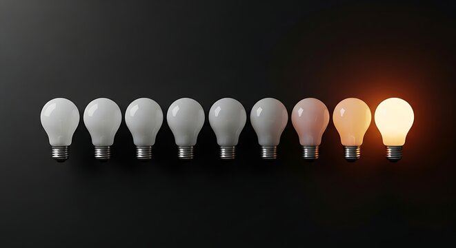 Illuminated bulb representing new ideas and solutions