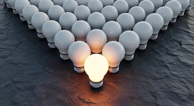 Innovation and creativity concept with a glowing lightbulb