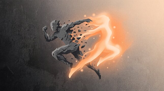 Abstract Flat Art Representing a Paradigm Shift and Metamorphosis