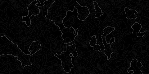Topographic Contour Map Lines On Black Abstract Background For Navigation And Design. © MDKAWSAR