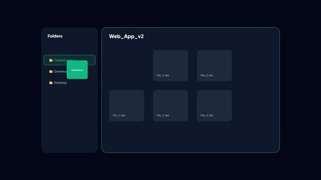 Moving source code file into components folder developer workspace interface animation
