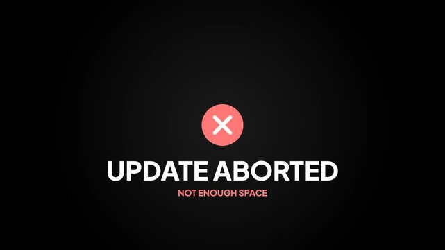 Update aborted error message with loading bar due to low storage space