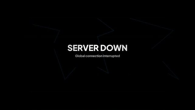 Global Server Down Connection Interrupted Error Animation on Dark Red Background