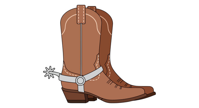 Illustration of a brown cowboy boot with a spur attached.