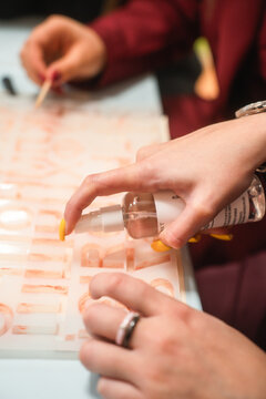 A master class on making jewelry from epoxy resin. Close-up
