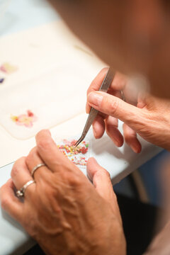 A master class on making jewelry from epoxy resin. Close-up