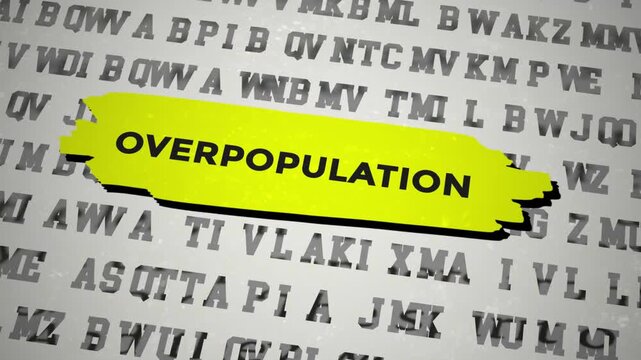 Overpopulation Title Font Change Animation With Yellow Highlighted Text