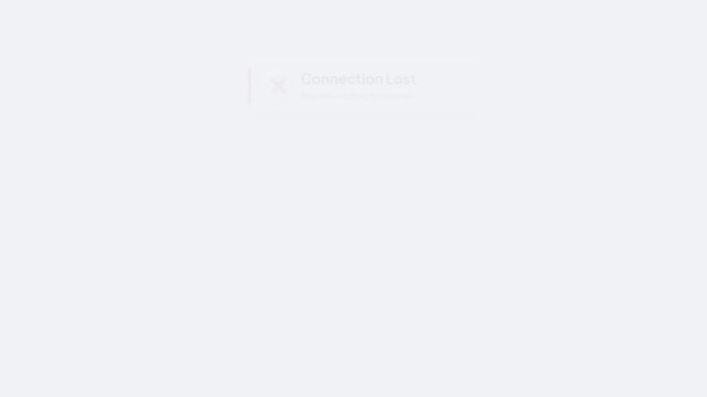 Connection Lost Notification Toast Message with Error Icon and Reconnecting Text Isolated on Plain Light Gray Background