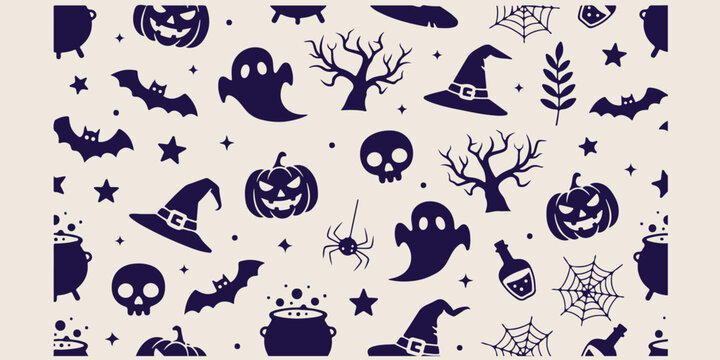 Halloween spooky pattern, scary holiday doodles, pumpkin and ghost sketches, hand drawn horror icons, festive halloween illustration, night party graphics, gothic holiday elements