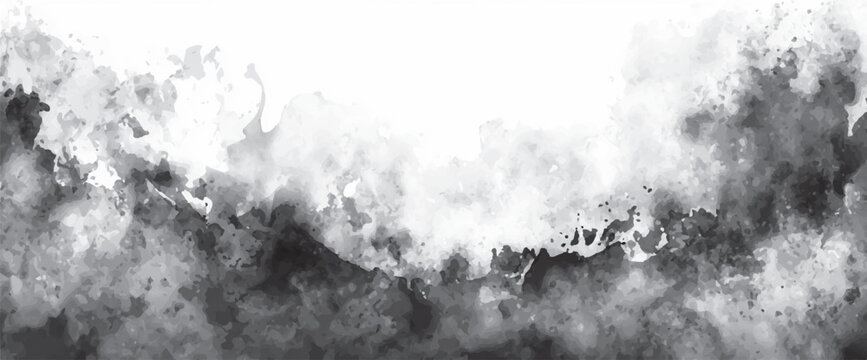 Black and white watercolor wash texture with soft edges and ink splatters