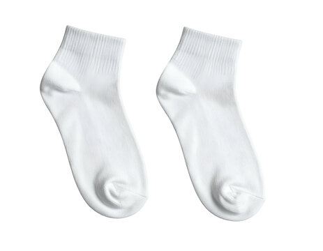 Two plain white ankle socks, one slightly in front of the other