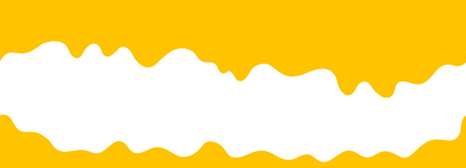 Vector melt wavy edge graphic element. Yellow wavy melted cheese border isolated on white background. Yellow wavy melted border pattern. © Mariia