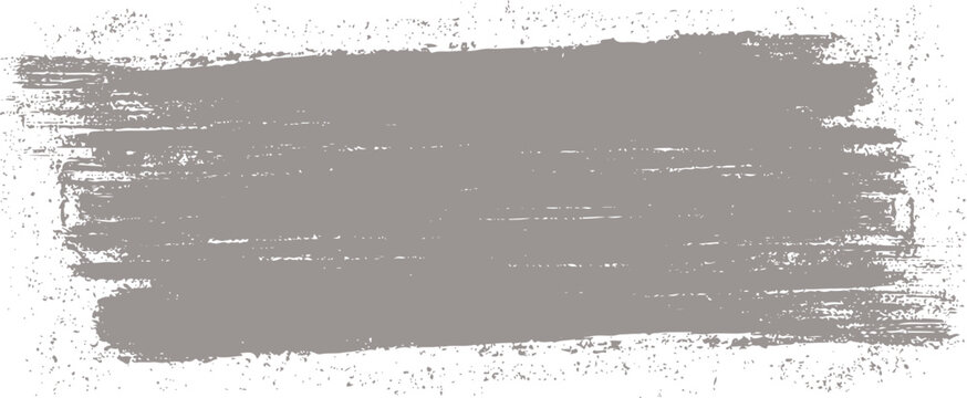 Wide gray paint brush stroke texture with distressed edges on white background