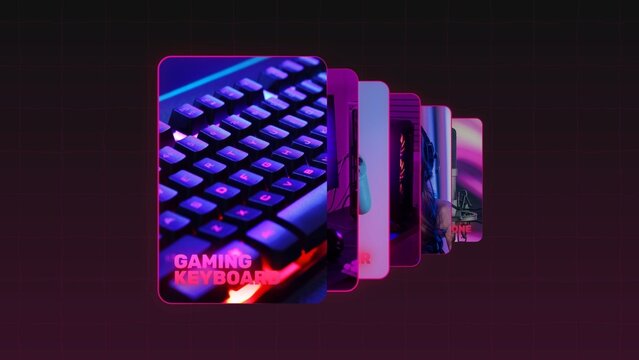 Bright Glowing Neon Carousel Multi-Panel Slideshow