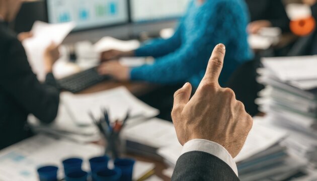 Sharp focus on consultants finger over CIF routes indistinct international trade documents and computer screens filled with shipping data in the background.