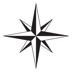 Obraz premium A striking black and white nautical star design sharply defined with contrasting shapes silhouette