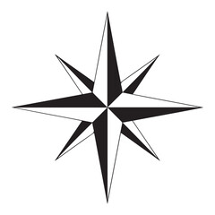 Fototapeta premium A striking black and white nautical star design sharply defined with contrasting shapes silhouette