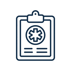 Obraz premium Clipboard vector icon with a medical cross symbol on a sheet of paper