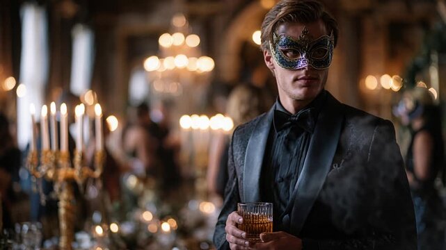 Silent drinker pondering. Refined gentleman with whiskey and reflective mood