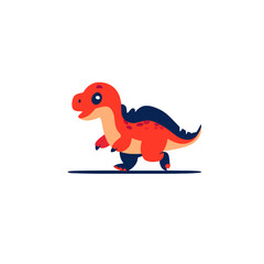 Cute cartoon dinosaur walking, happy baby TRex character with big eyes, playful and friendly, isolated on white background, concept of childhood, prehistoric era, and fun © Fernando