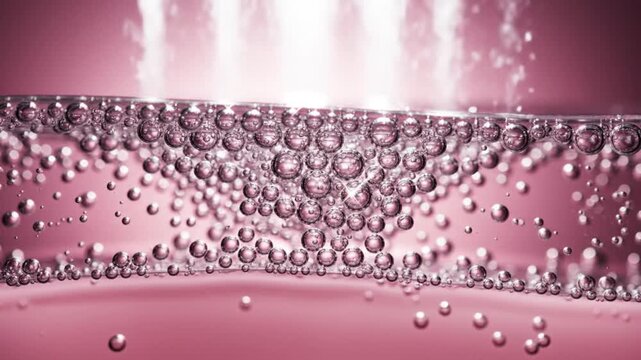 Ai-generated animation of bubbles rising in pink liquid 3d fluid dynamics visualization