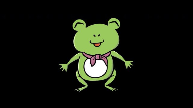 Frog Character - Cheering, Talking, Happy, 4K, 7 Seconds, Loop with Alpha Channel