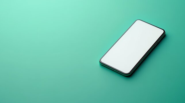 White smartphone rests on vibrant green background modern smartphone with sleek design displayed on solid green