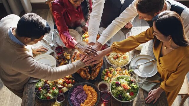 Gathering around a delicious feast home kitchen ai-generated culinary experience warm environment top view