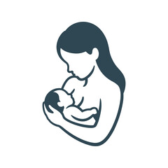 Obraz premium Breastfeeding mother vector icon graphic isolated sketch illustration on white background.