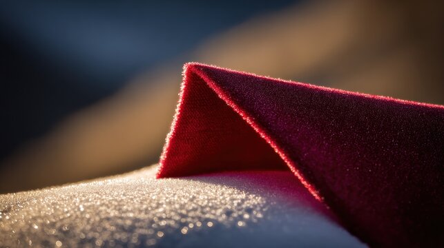 Luxurious crimson silk fabric dd over frosty surface