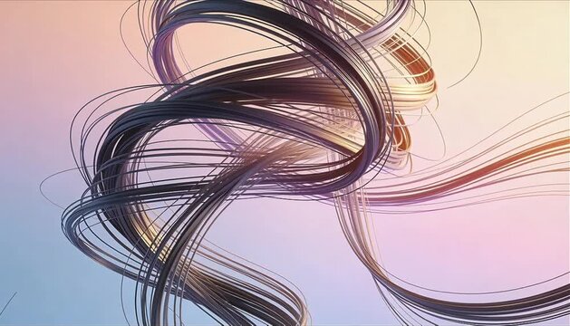 dense swirling lines untangling into smooth curved flow for overthinking and stress awareness concept