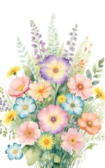 Fototapeta premium A vibrant floral arrangement with soft pastel blooms and green