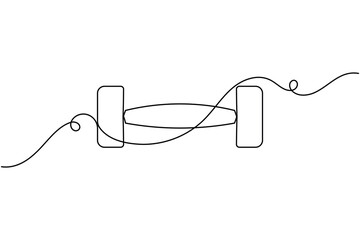 Obraz premium Barbell sign icon continuous one line drawing on white background minimalist physical and bodybuilding training symbol outline vector illustration