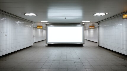 Fototapeta premium Blank Advertisement Billboard in Subway Tunnel for Marketing Campaign Mockup Space