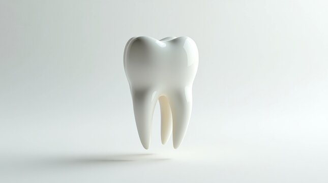 Modelo dental de diente flotando sobre fondo blanco