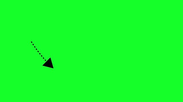 Minimal black arrow motion graphic isolated on green screen in ultra HD 4K, perfect for navigation guides, explainer videos and clean overlay projects