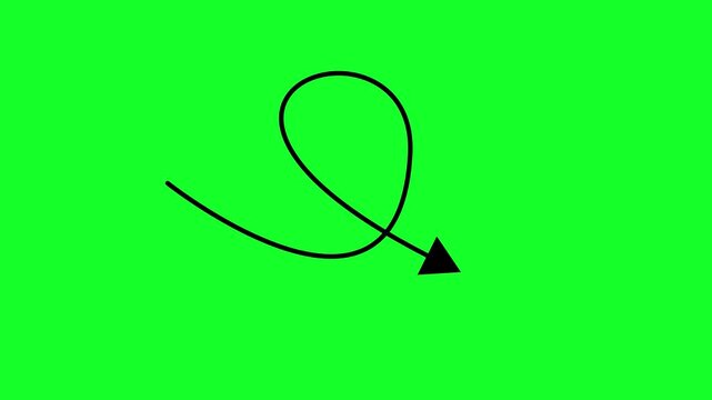 Professional black arrow animation with green screen background in 4K UHD, designed for call to action cues, tutorials and digital presentations