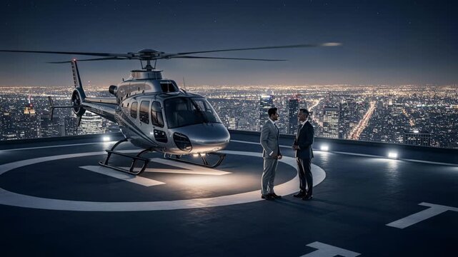 Highrise city helipad meeting with safety and calm intentions