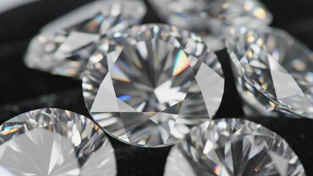 A macro shot of large diamonds captures the extraordinary clarity and refractive luxury of premium high jewelry in remarkable detail.