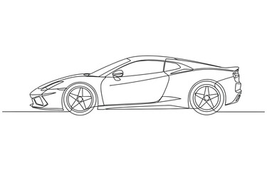 Fototapeta premium Continuous one line of a luxury car, sleek minimalist design about money and materialism.