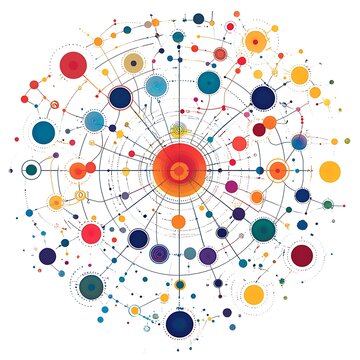 Abstract Network: A vibrant abstract illustration, showcasing interconnected nodes and lines in a dynamic network, symbolizing the complexity of modern connections and data flow.