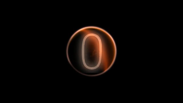 Random number generator animation video. Glowing neon digit selection with circular light effect on black background in video format